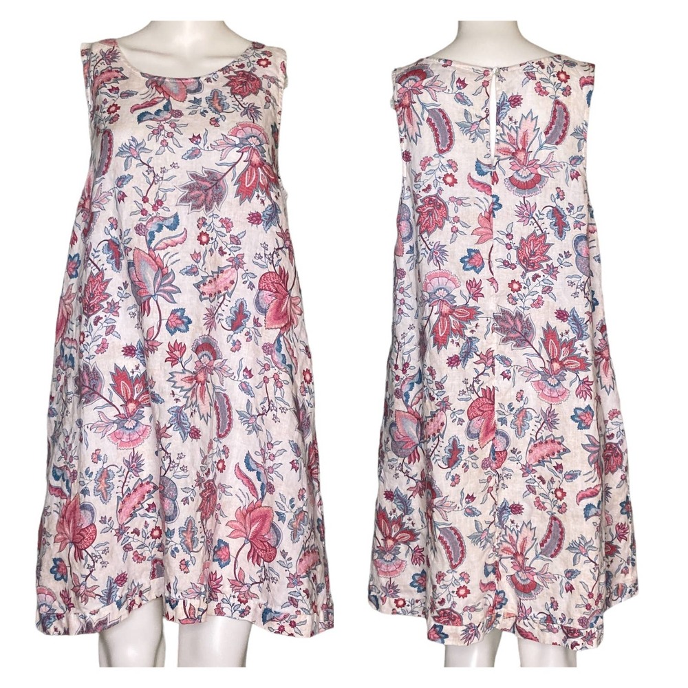 Floral Sleeveless Dress - Pink and Blue
